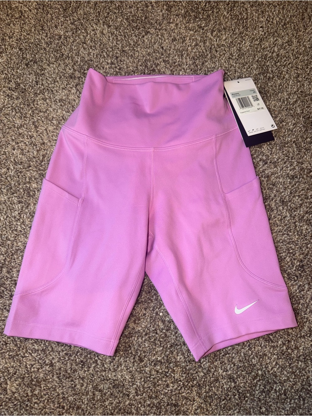 Nike One Dri-FIT Women's Purple Biker Shorts XS Training Pockets Stretch
